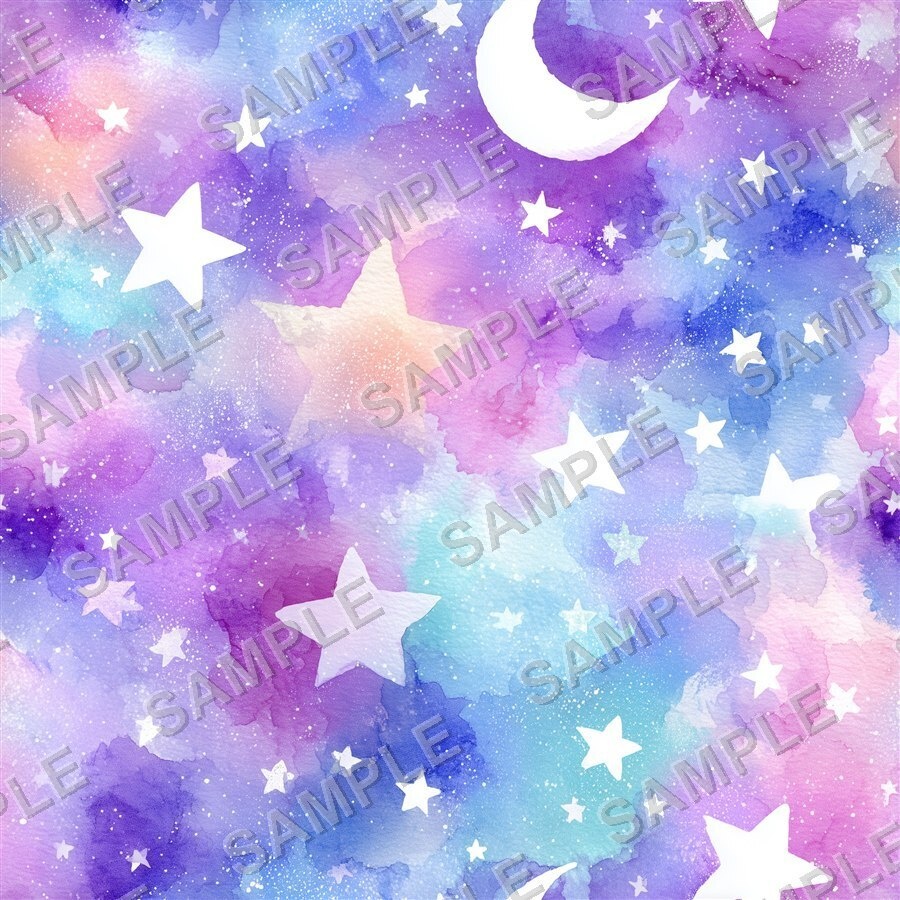 レインボー×パステル 雲と星と月のシームレスパターン12種|Pastel Celestial Vol.1 Cotton Candy Sky
