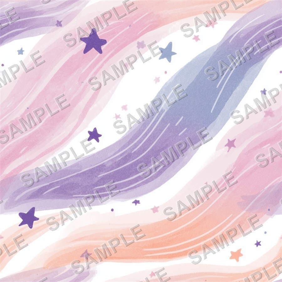 レインボー×パステル 雲と星と月のシームレスパターン12種|Pastel Celestial Vol.1 Cotton Candy Sky