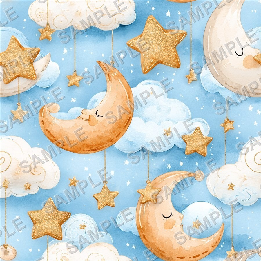淡いパステルカラーの月相と星柄12種|Pastel Celestial Vol.2 Dreamy Moonlight