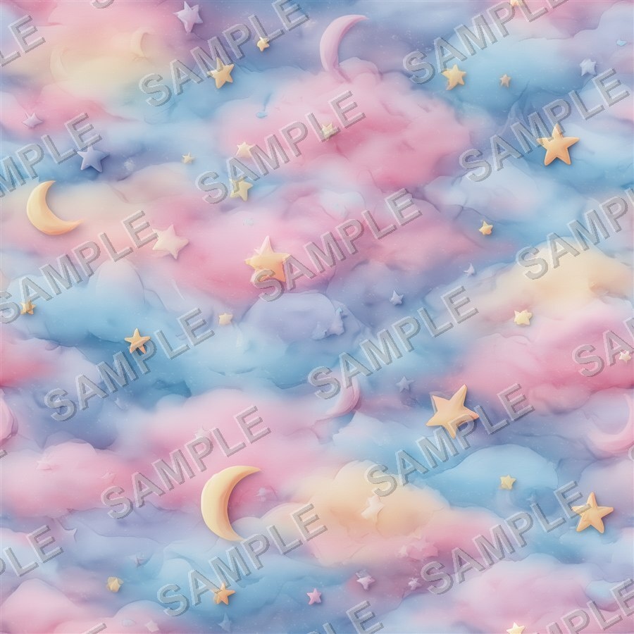 淡いパステルカラーの月相と星柄12種|Pastel Celestial Vol.2 Dreamy Moonlight