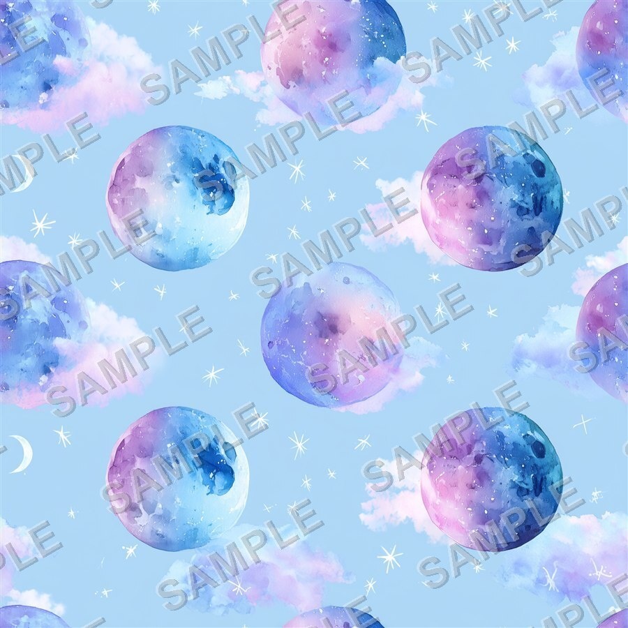 淡いパステルカラーの月相と星柄12種|Pastel Celestial Vol.2 Dreamy Moonlight