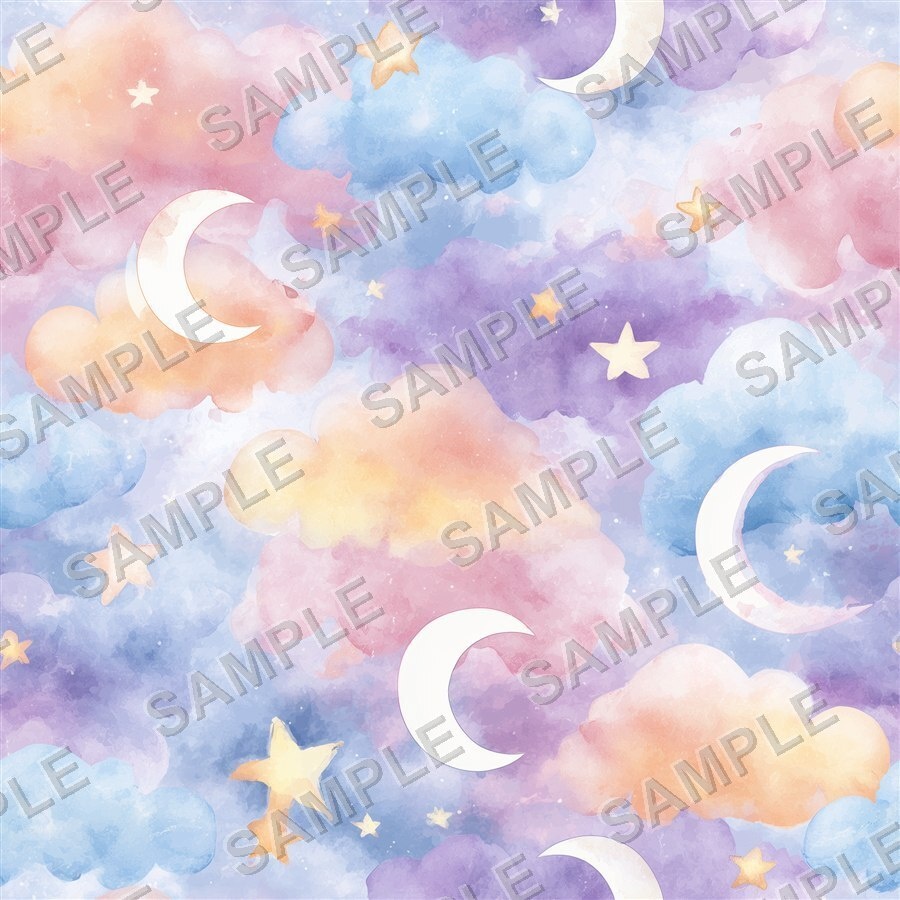淡いパステルカラーの月相と星柄12種|Pastel Celestial Vol.2 Dreamy Moonlight