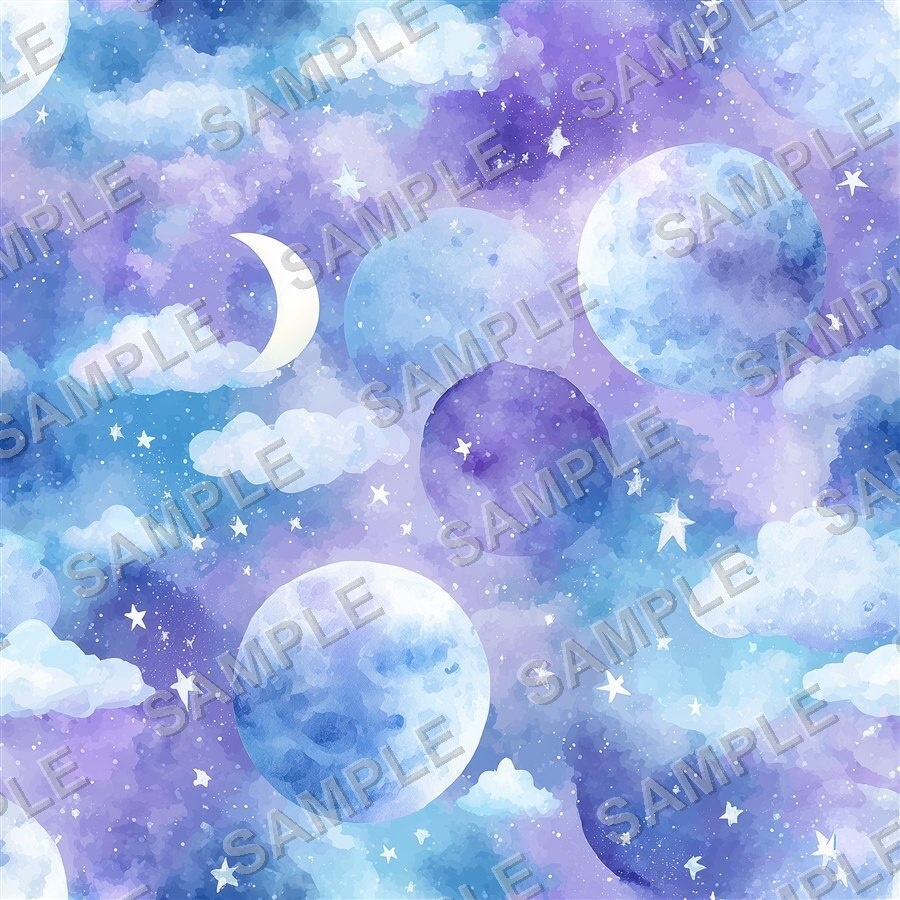 淡いパステルカラーの月相と星柄12種|Pastel Celestial Vol.2 Dreamy Moonlight