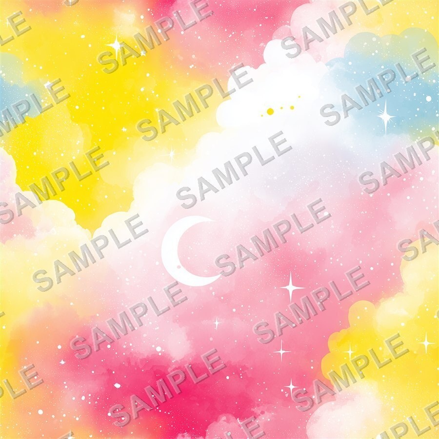 サンセットピンク×ゴールドの星と月柄12種|Pastel Celestial Vol.3 Pastel Twilight