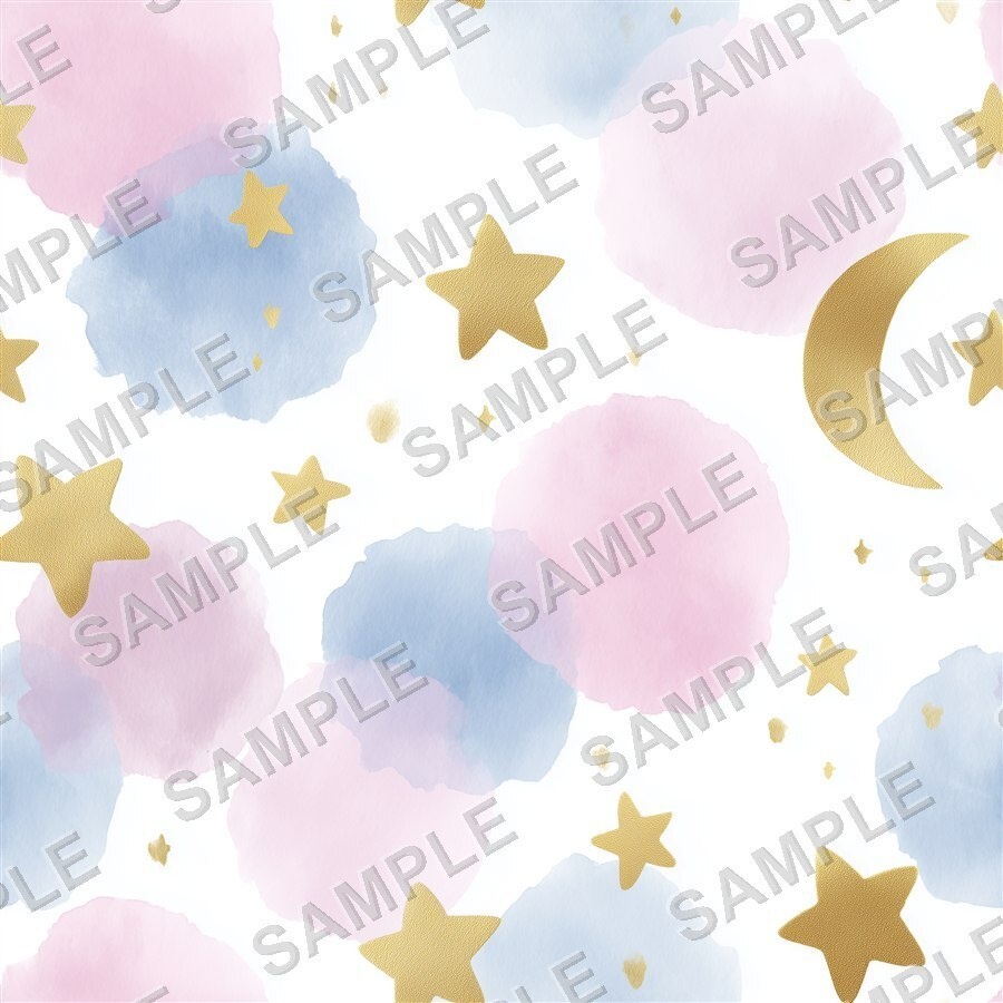 サンセットピンク×ゴールドの星と月柄12種|Pastel Celestial Vol.3 Pastel Twilight