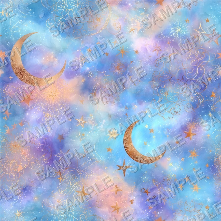 サンセットピンク×ゴールドの星と月柄12種|Pastel Celestial Vol.3 Pastel Twilight