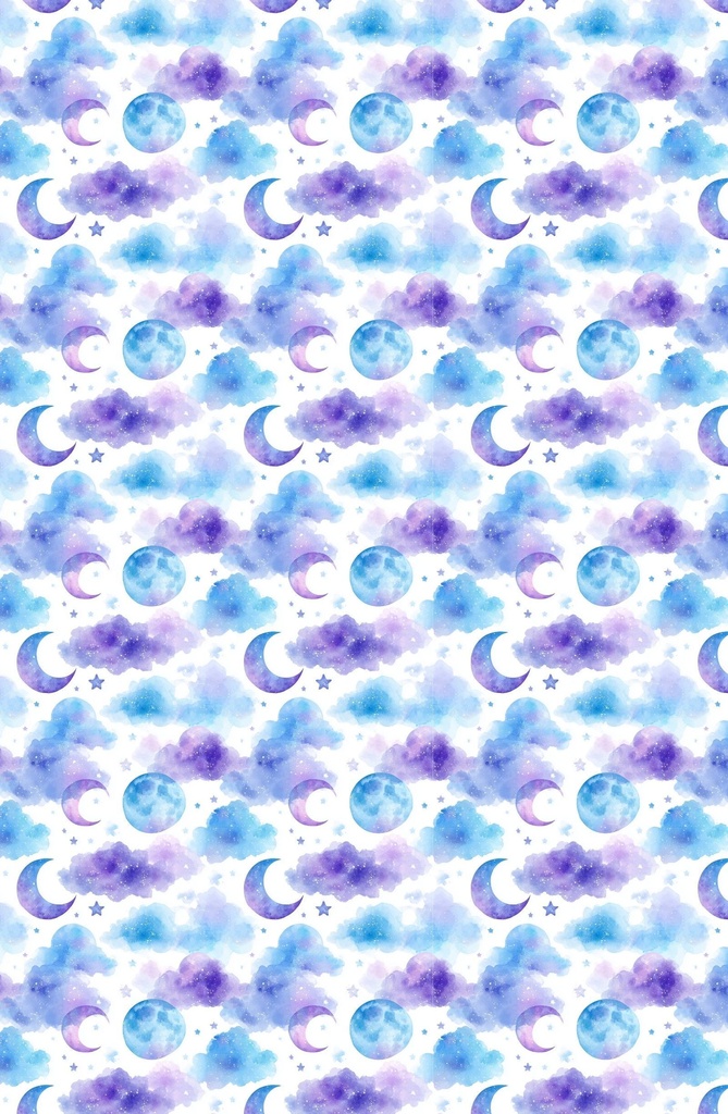 ラベンダー×ブルーの月と惑星と星柄12種|Pastel Celestial Vol.4 Lavender Dreams