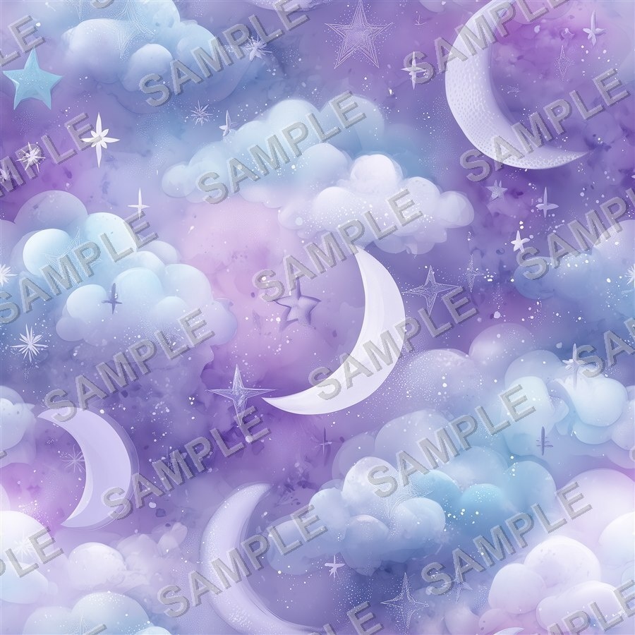 ラベンダー×ブルーの月と惑星と星柄12種|Pastel Celestial Vol.4 Lavender Dreams