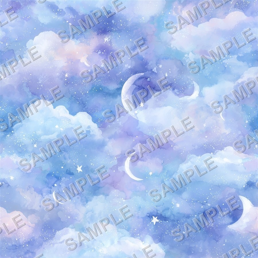 ラベンダー×ブルーの月と惑星と星柄12種|Pastel Celestial Vol.4 Lavender Dreams