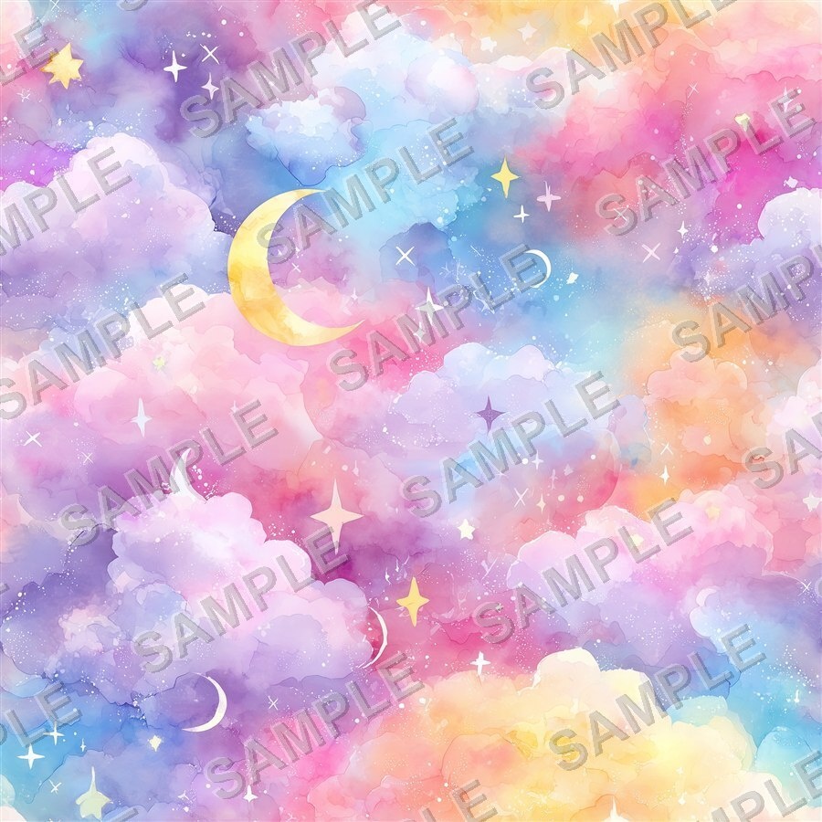 ラベンダー×ブルーの月と惑星と星柄12種|Pastel Celestial Vol.4 Lavender Dreams