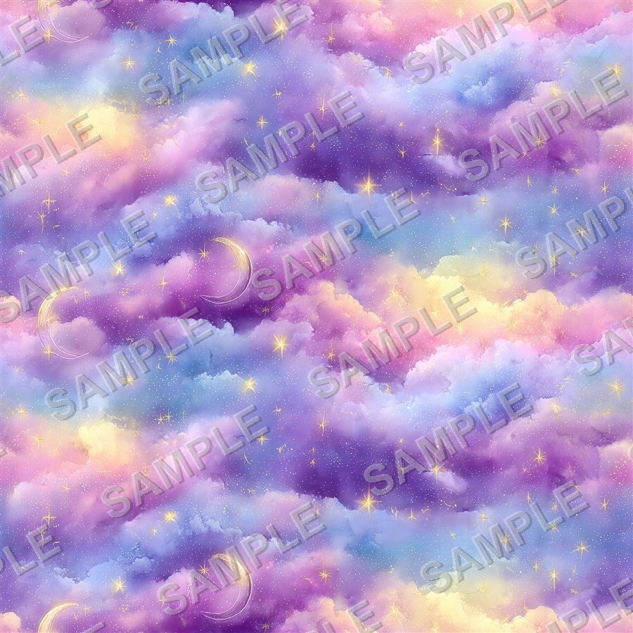 ラベンダー×ブルーの月と惑星と星柄12種|Pastel Celestial Vol.4 Lavender Dreams