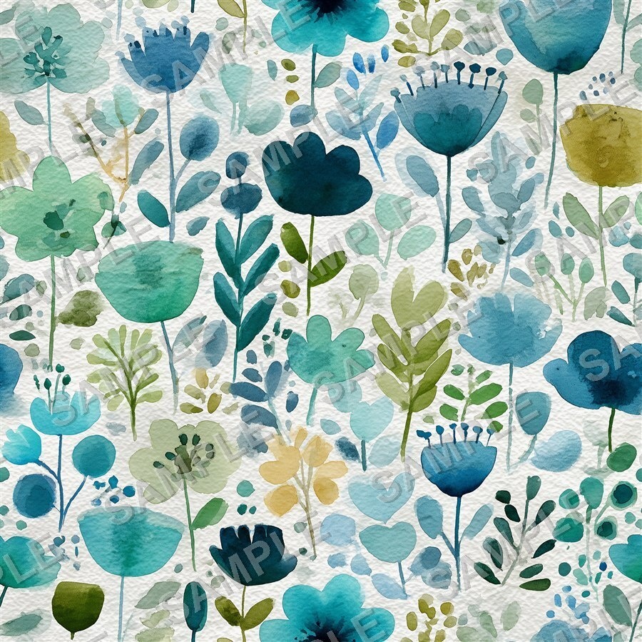 ティール×ブルーの大胆な花柄24種 │ BoldBlooms Vol.1 TealBlue