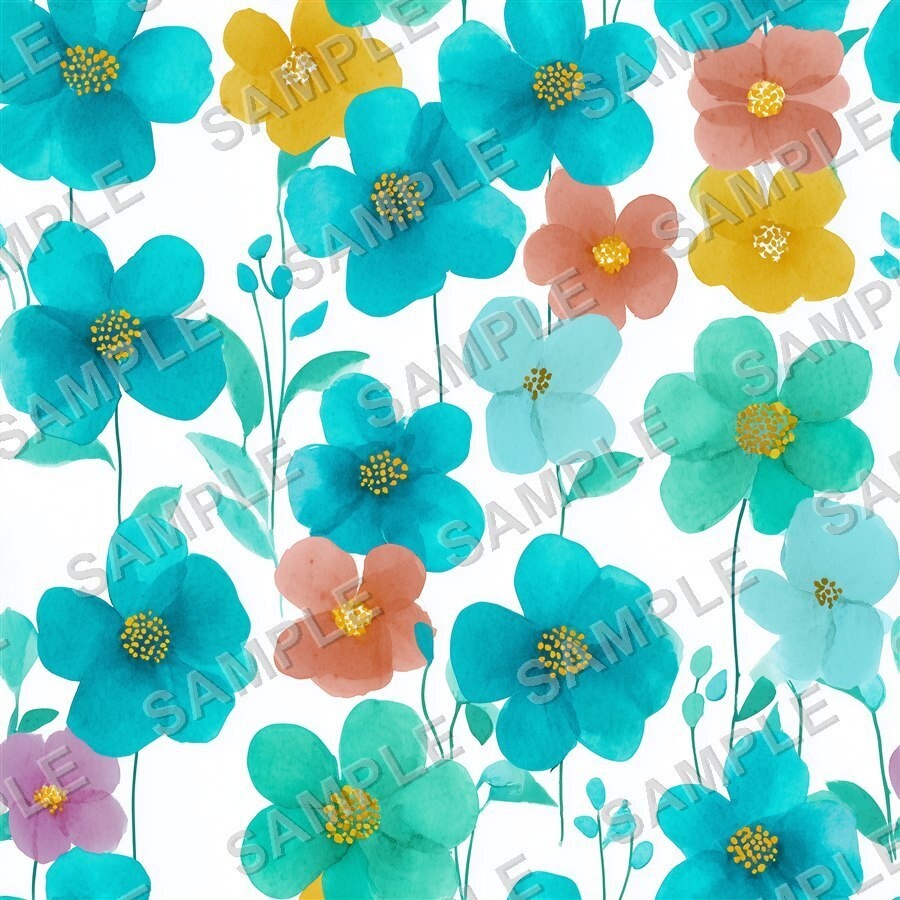 ティール×ブルーの大胆な花柄24種 │ BoldBlooms Vol.1 TealBlue
