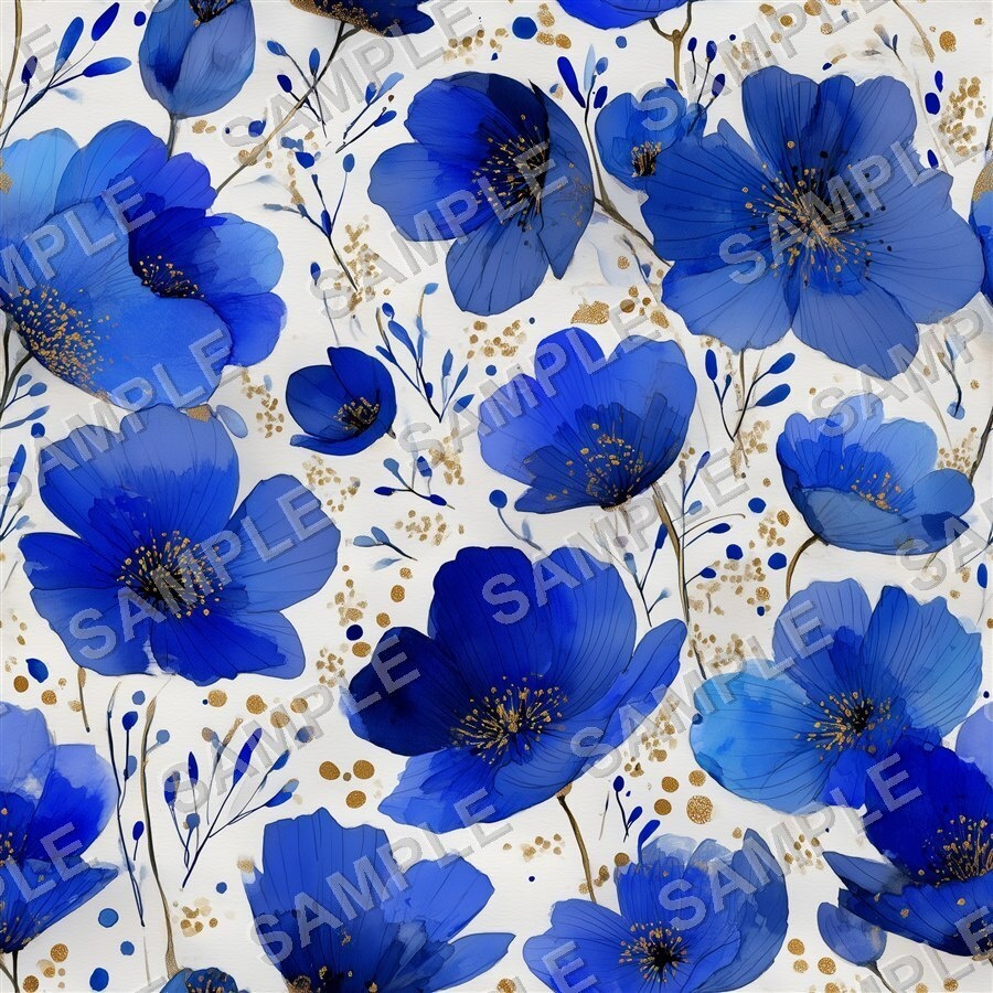 ティール×ブルーの大胆な花柄24種 │ BoldBlooms Vol.1 TealBlue