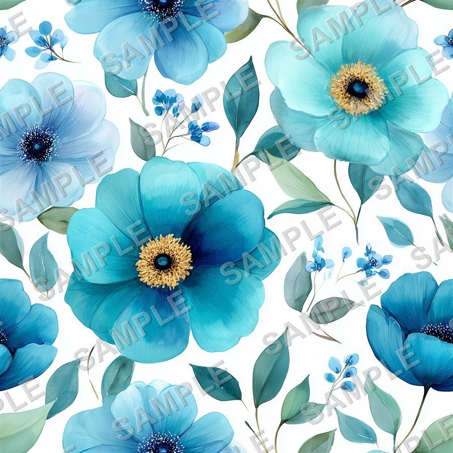 ティール×ブルーの大胆な花柄24種 │ BoldBlooms Vol.1 TealBlue