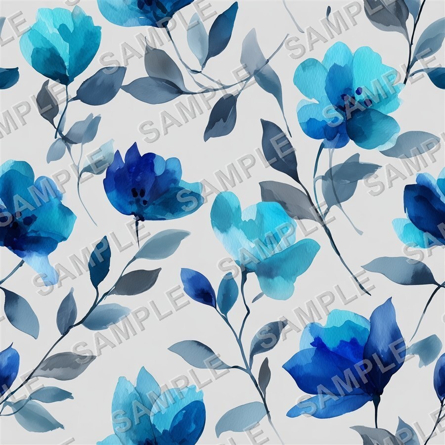 ティール×ブルーの大胆な花柄24種 │ BoldBlooms Vol.1 TealBlue