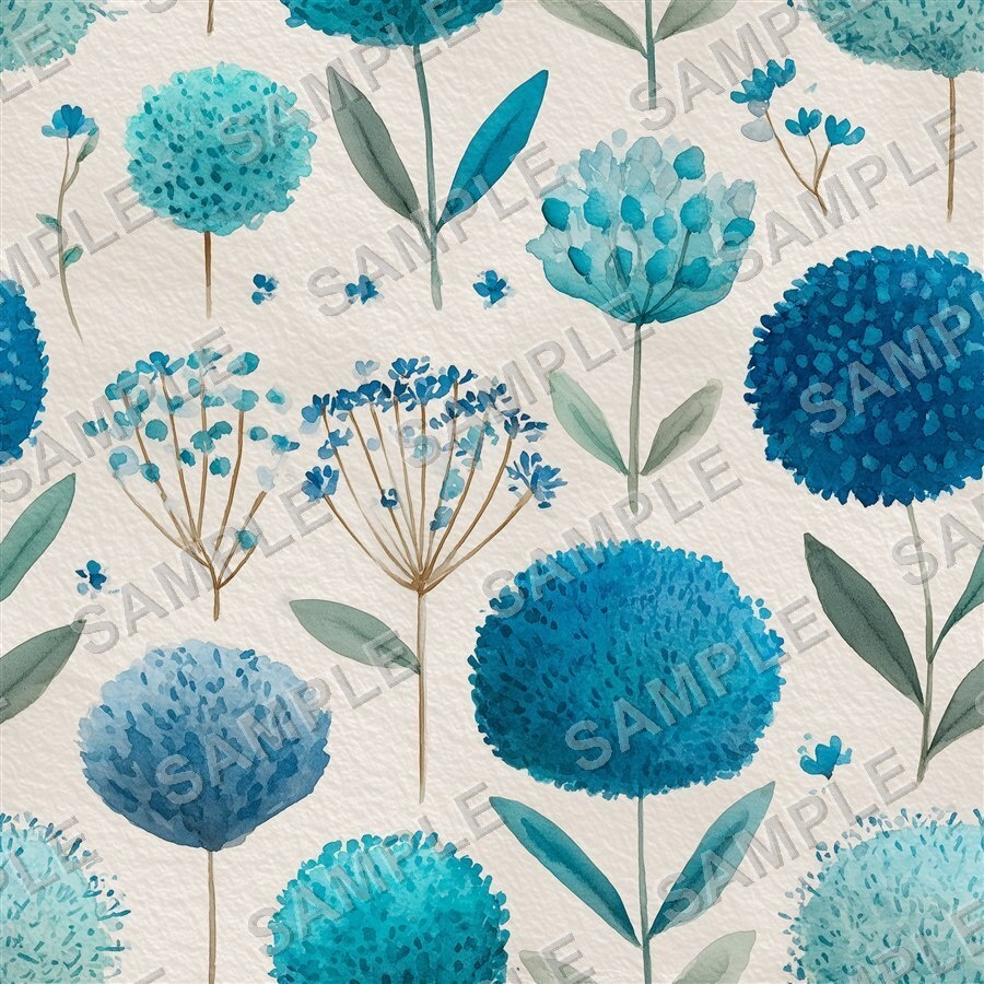 ティール×ブルーの大胆な花柄24種 │ BoldBlooms Vol.1 TealBlue