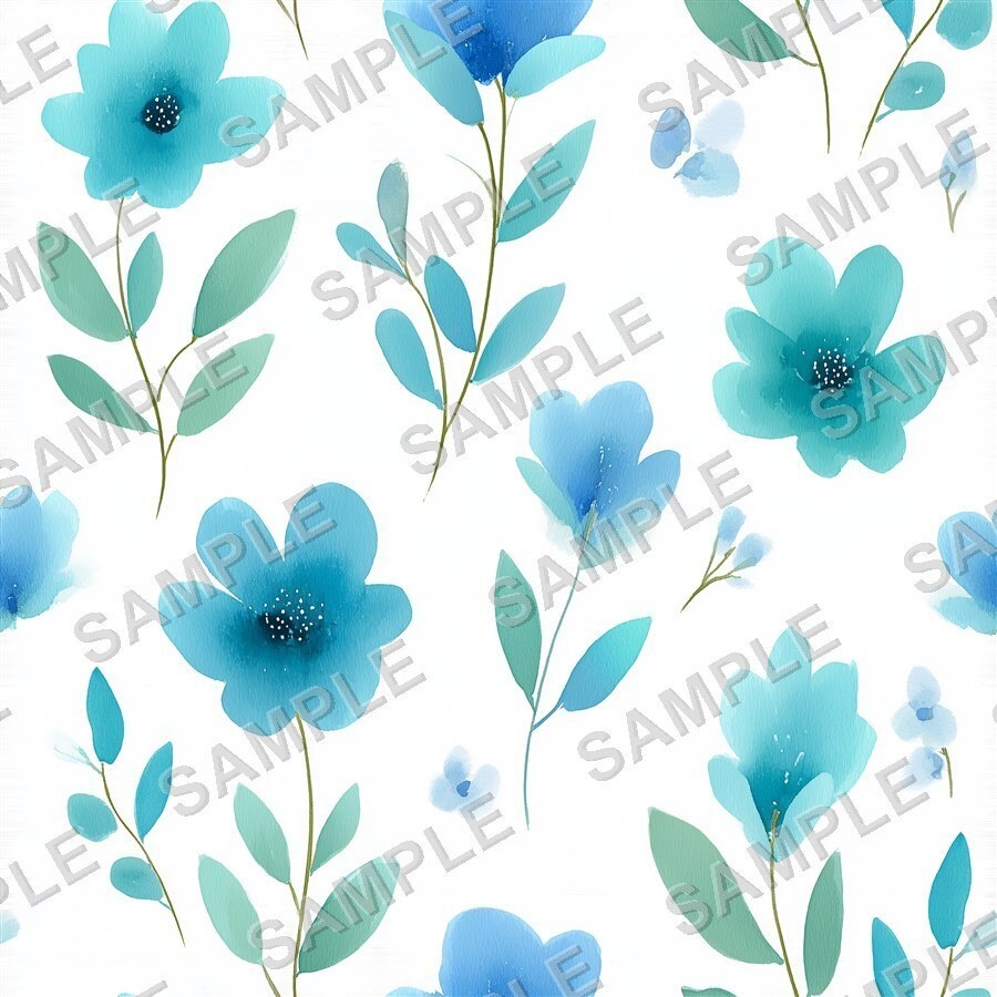 ティール×ブルーの大胆な花柄24種 │ BoldBlooms Vol.1 TealBlue