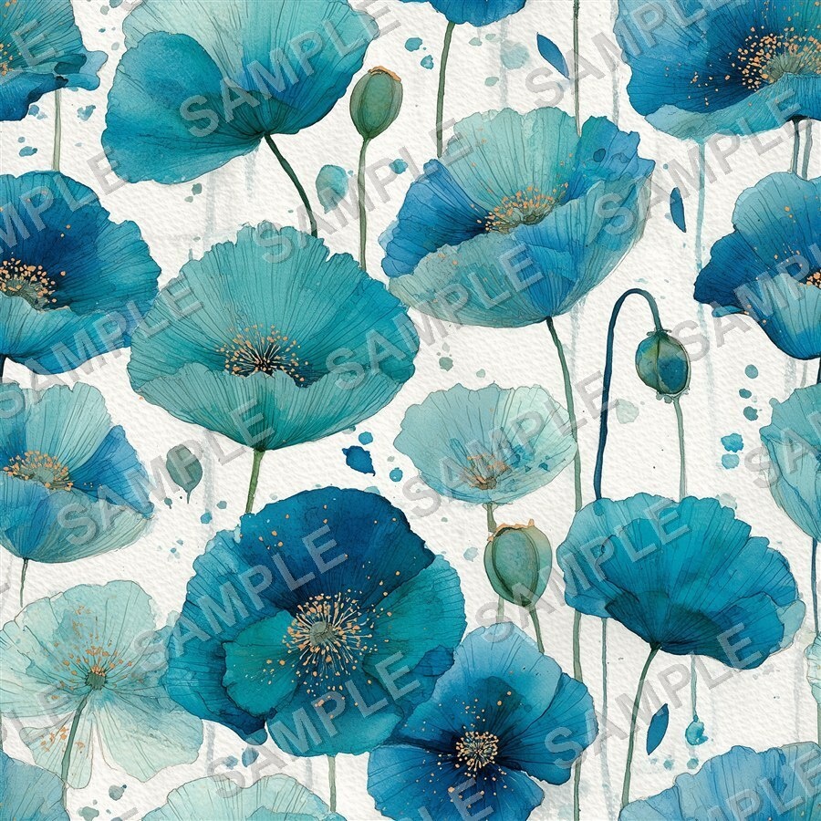 ティール×ブルーの大胆な花柄24種 │ BoldBlooms Vol.1 TealBlue