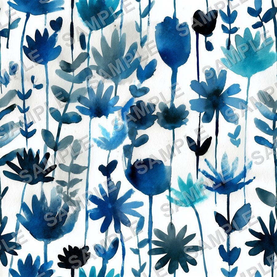 ティール×ブルーの大胆な花柄24種 │ BoldBlooms Vol.1 TealBlue
