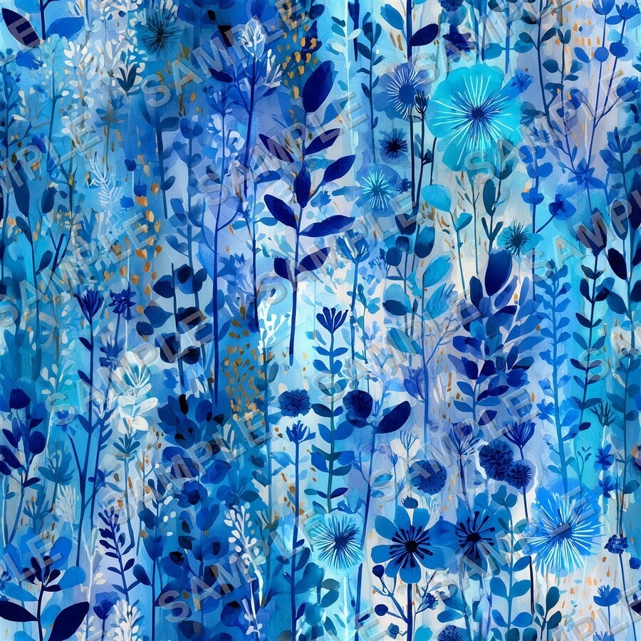 ティール×ブルーの大胆な花柄24種 │ BoldBlooms Vol.1 TealBlue