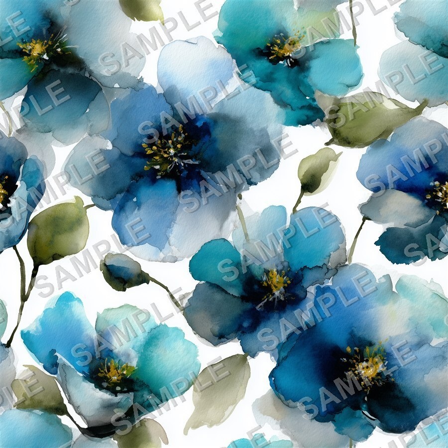 ティール×ブルーの大胆な花柄24種 │ BoldBlooms Vol.1 TealBlue