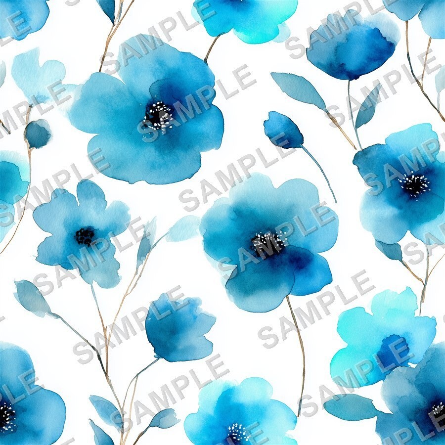 ティール×ブルーの大胆な花柄24種 │ BoldBlooms Vol.1 TealBlue