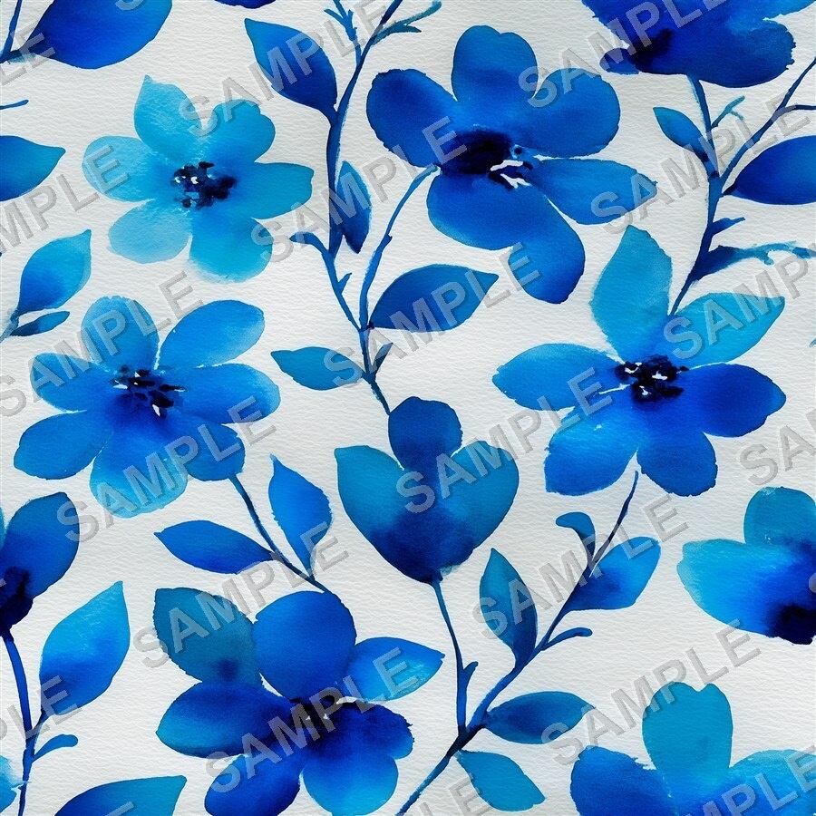 ティール×ブルーの大胆な花柄24種 │ BoldBlooms Vol.1 TealBlue