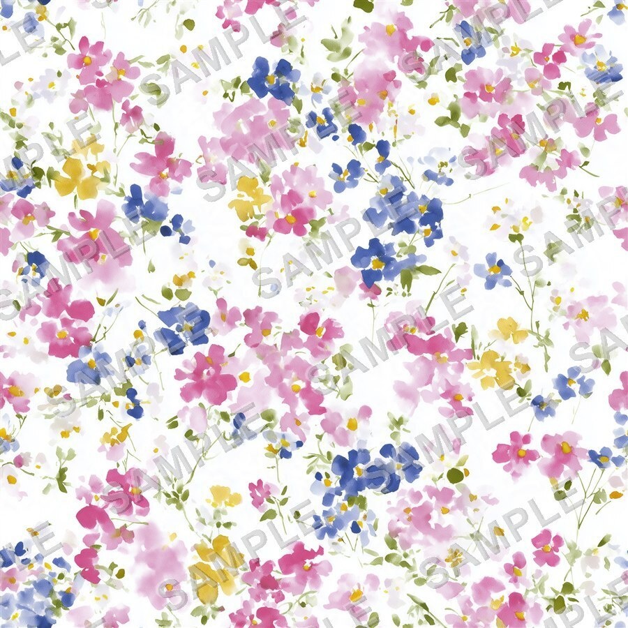 青×ピンクの野花メドウ柄24種│CottageMeadow Vol.1 SkyBlush