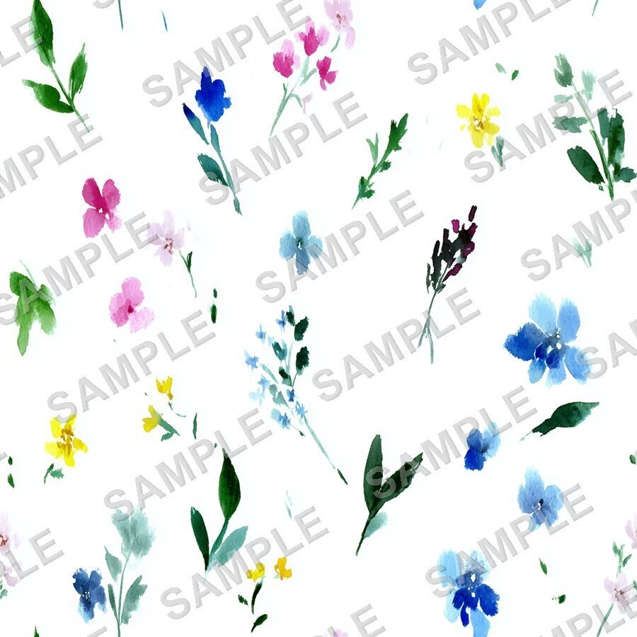 青×ピンクの野花メドウ柄24種│CottageMeadow Vol.1 SkyBlush
