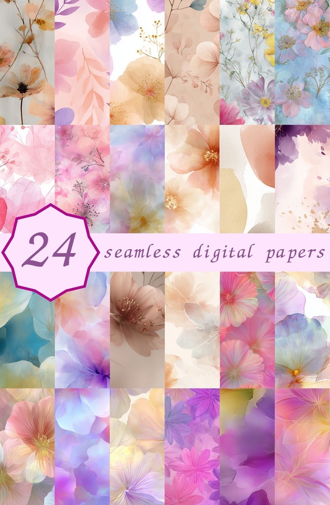 ローズゴールドの淡い花柄24種｜Ethereal Vol.1 RoseGold
