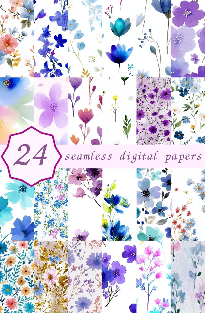 ペリウィンクルの小花柄24種｜DitsyFlorals Vol.4 PeriwinkleDream