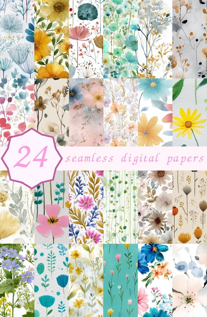 ブルー系メドウブレンド小花柄24種｜DitsyFlorals Vol.6 MeadowBlend