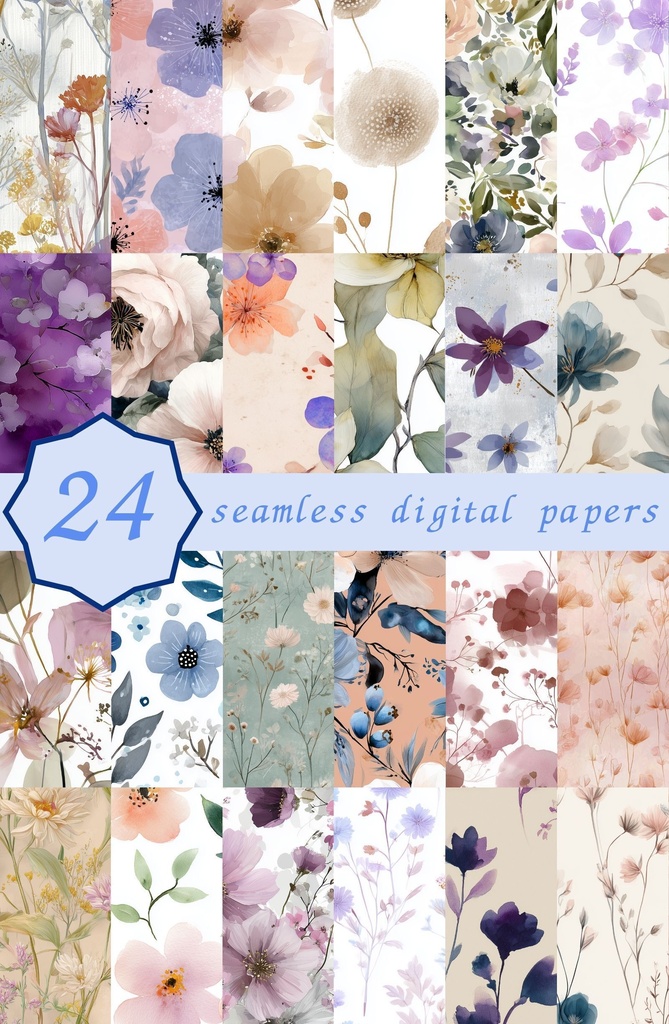 くすみニュートラルの花柄24種｜DustyMuted Vol.1 SoftNeutral