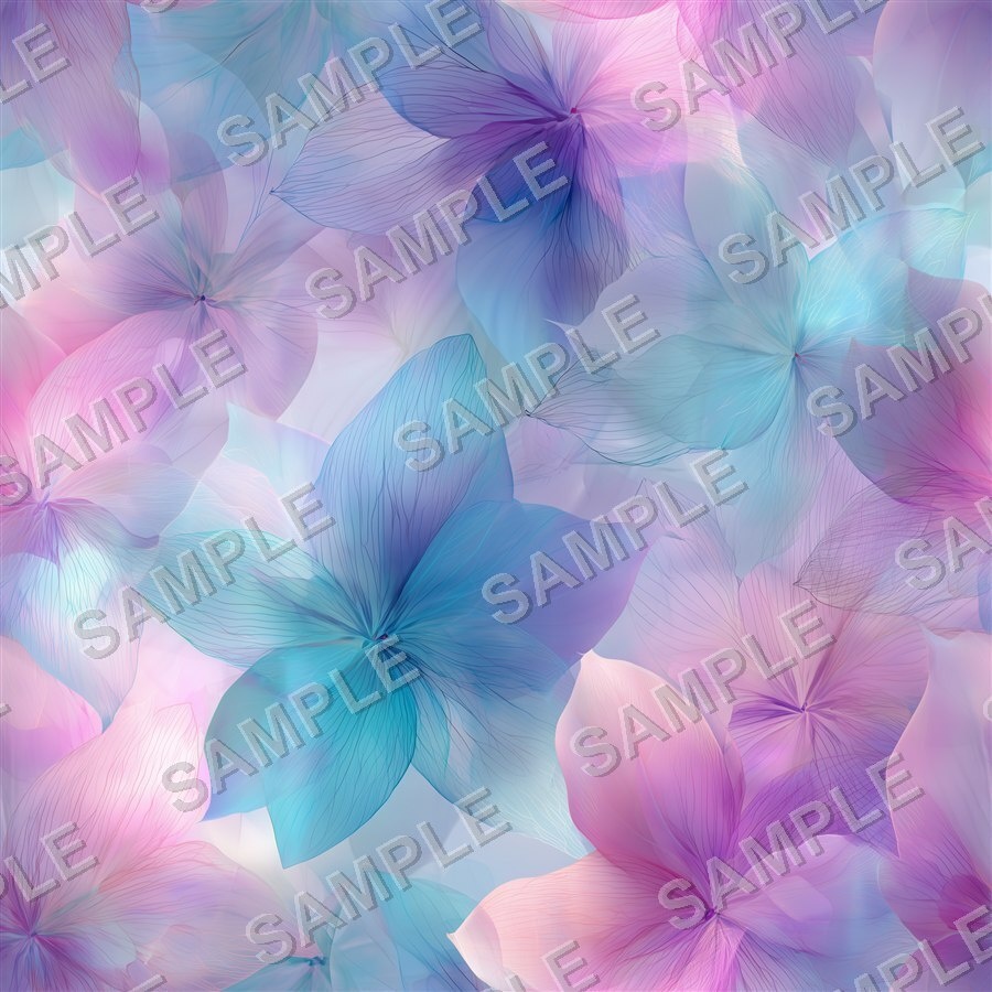霧がかったブルーの淡い花柄24種|Ethereal Vol.2 MistyBlue