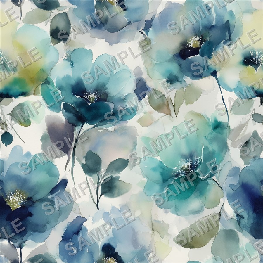 霧がかったブルーの淡い花柄24種|Ethereal Vol.2 MistyBlue