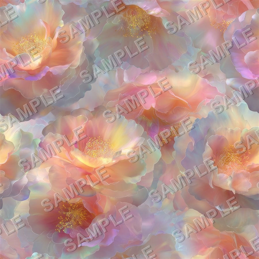 霧がかったブルーの淡い花柄24種|Ethereal Vol.2 MistyBlue