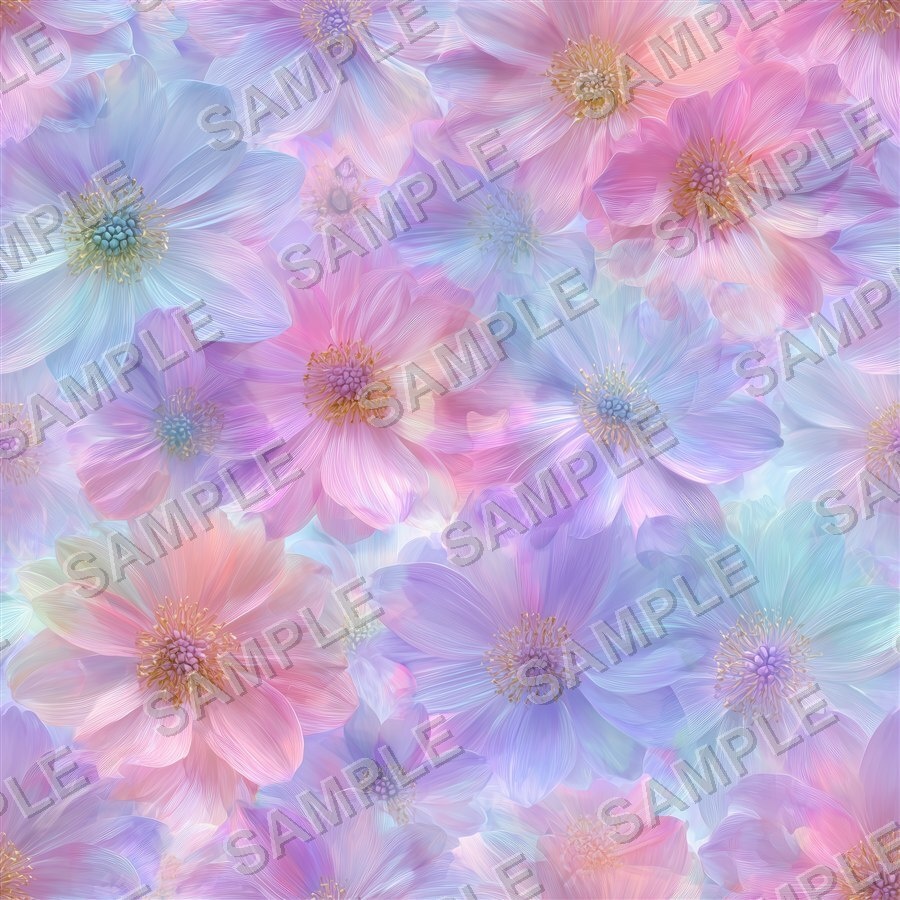 霧がかったブルーの淡い花柄24種|Ethereal Vol.2 MistyBlue