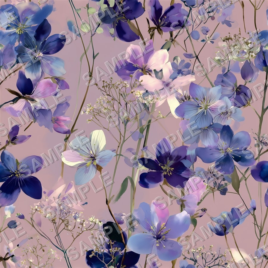 紫がかった淡い花柄24種|Ethereal Vol.4 VioletHaze
