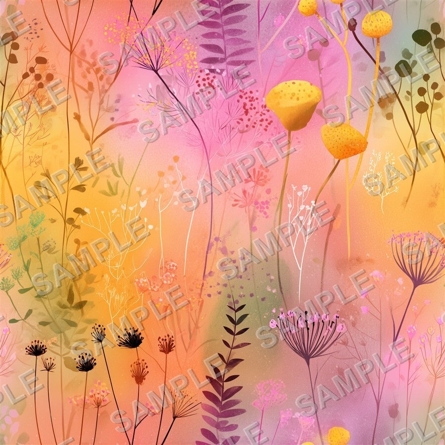 琥珀色に輝く淡い花柄24種|Ethereal Vol.5 AmberGlow