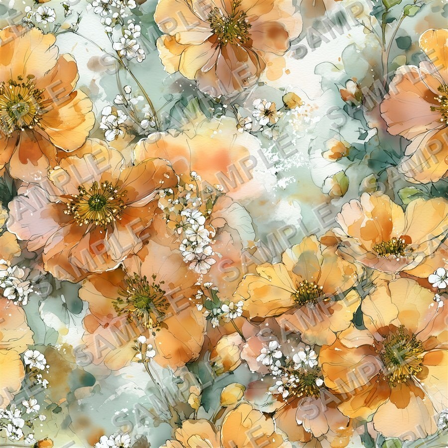琥珀色に輝く淡い花柄24種|Ethereal Vol.5 AmberGlow