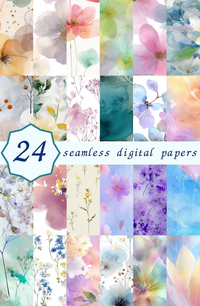 やわらかいぼかしの淡い花柄24種|Ethereal Vol.6 SoftBlur