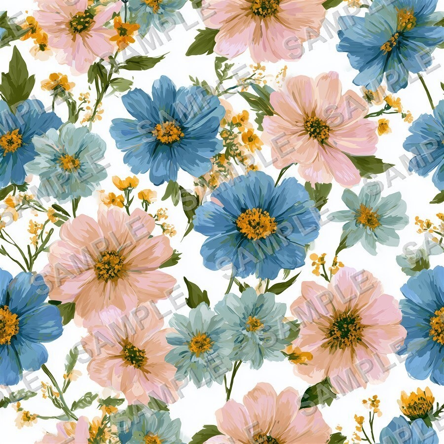 海を思わせる大柄花柄24種|GardenBloom Vol.2 OceanBlue