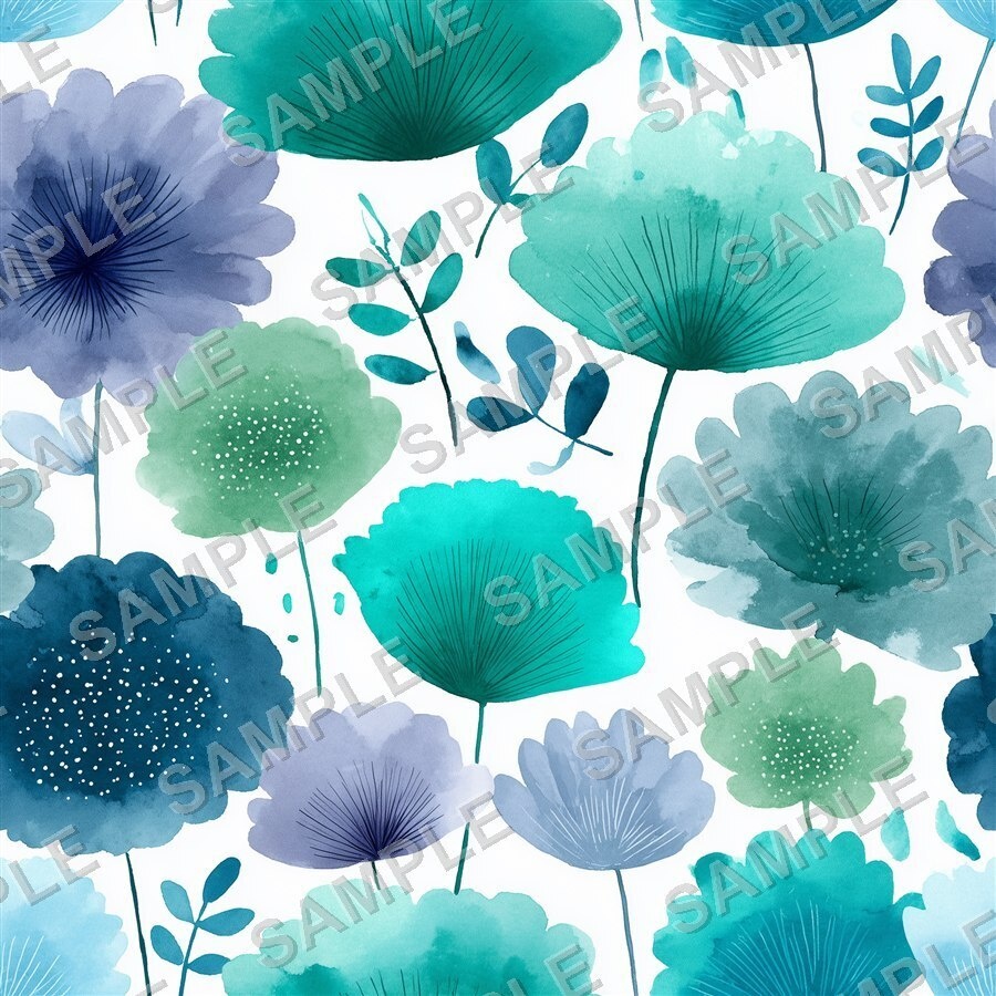 海を思わせる大柄花柄24種|GardenBloom Vol.2 OceanBlue