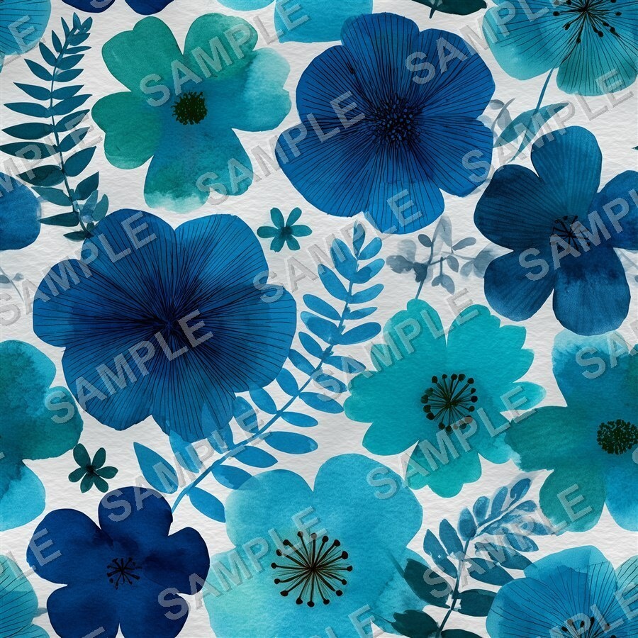 海を思わせる大柄花柄24種|GardenBloom Vol.2 OceanBlue