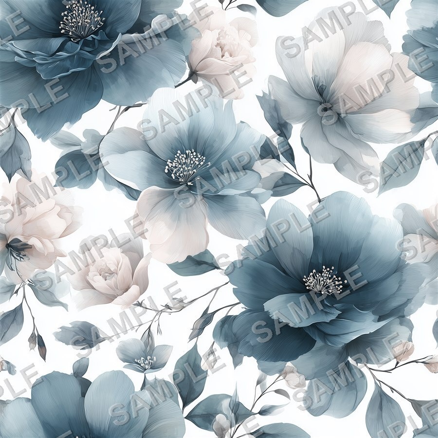 海を思わせる大柄花柄24種|GardenBloom Vol.2 OceanBlue