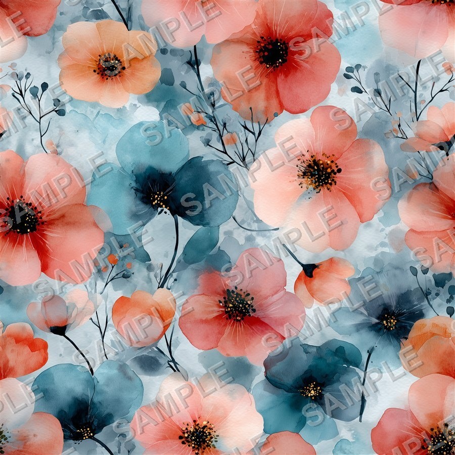 ブラッシュコーラルの大柄花柄24種|GardenBloom Vol.3 BlushCoral