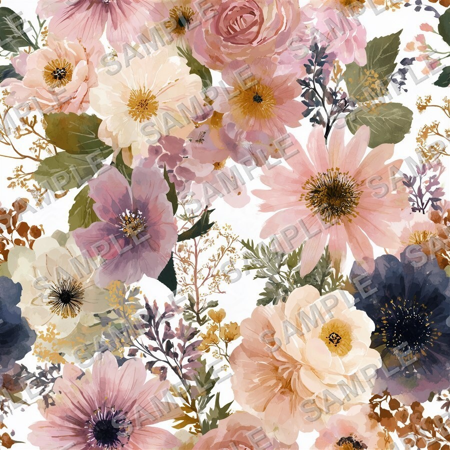 ブラッシュコーラルの大柄花柄24種|GardenBloom Vol.3 BlushCoral