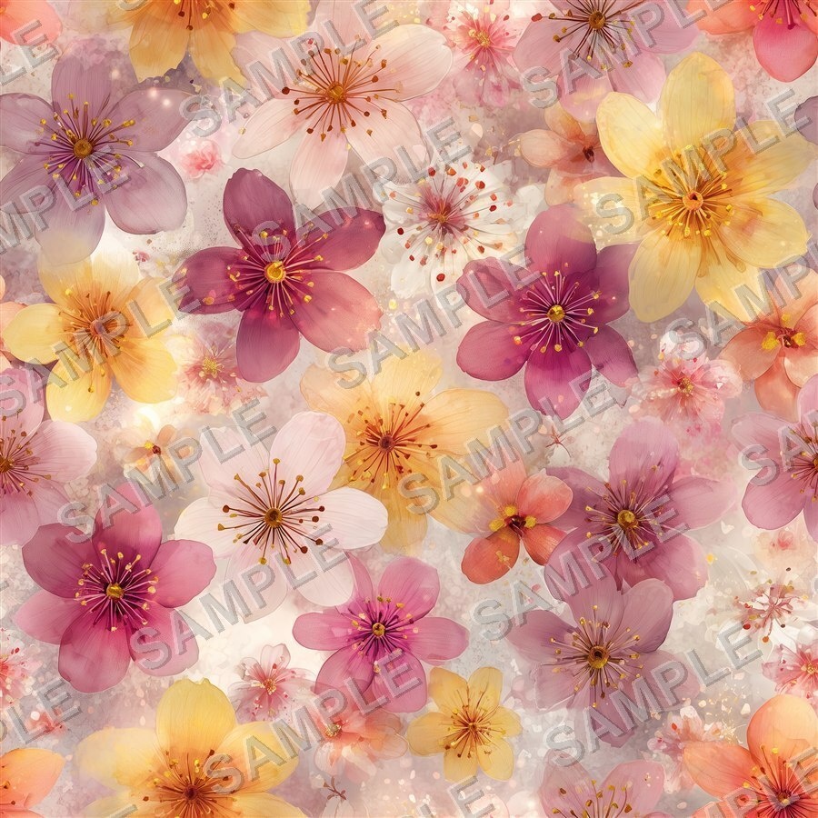 ブラッシュコーラルの大柄花柄24種|GardenBloom Vol.3 BlushCoral
