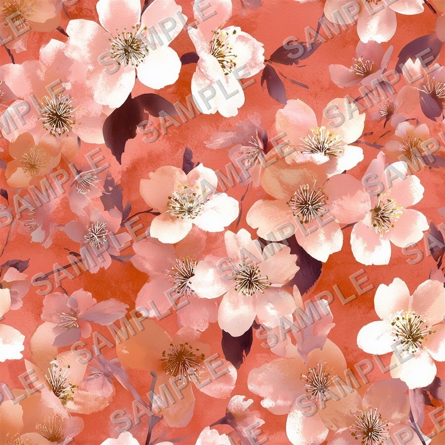 ブラッシュコーラルの大柄花柄24種|GardenBloom Vol.3 BlushCoral